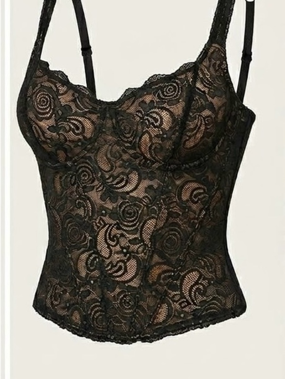 Black Lace Longline Bustier Corset Top